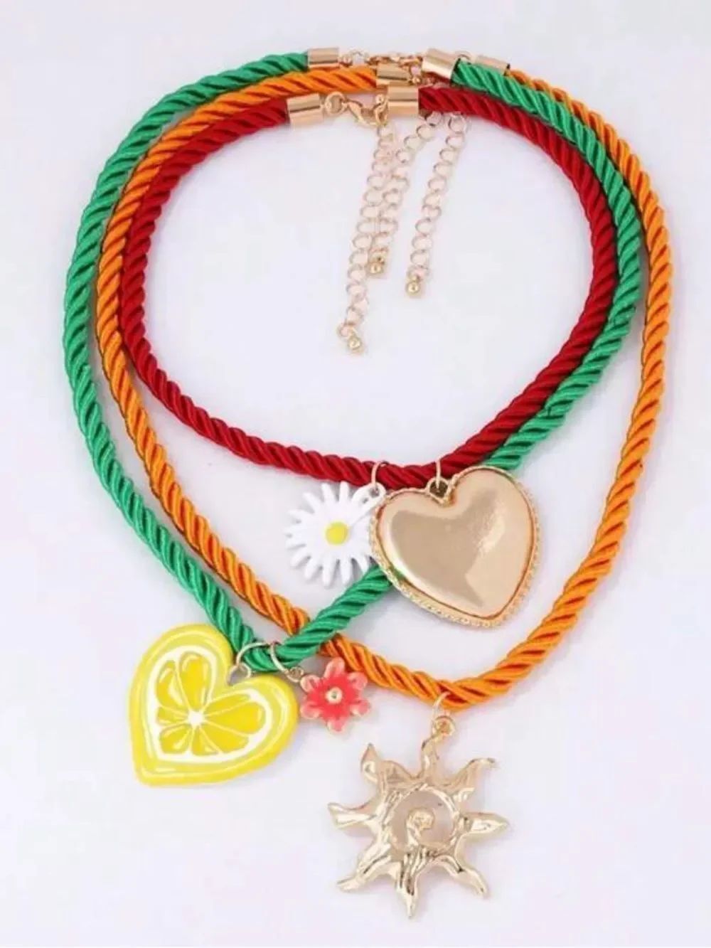 Layered Colorful Rope Necklace Set R689 - Picture 4 of 4